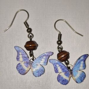 Blue and Brown Butterfly Earrings